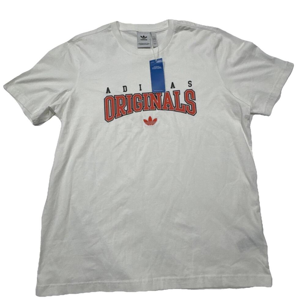 Adidas Men's Originals White Script T-Shirt Size L NWT